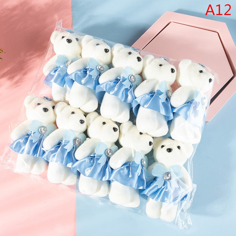 10PCS Cartoon Couple Models Bear Flower Dolls Wedding