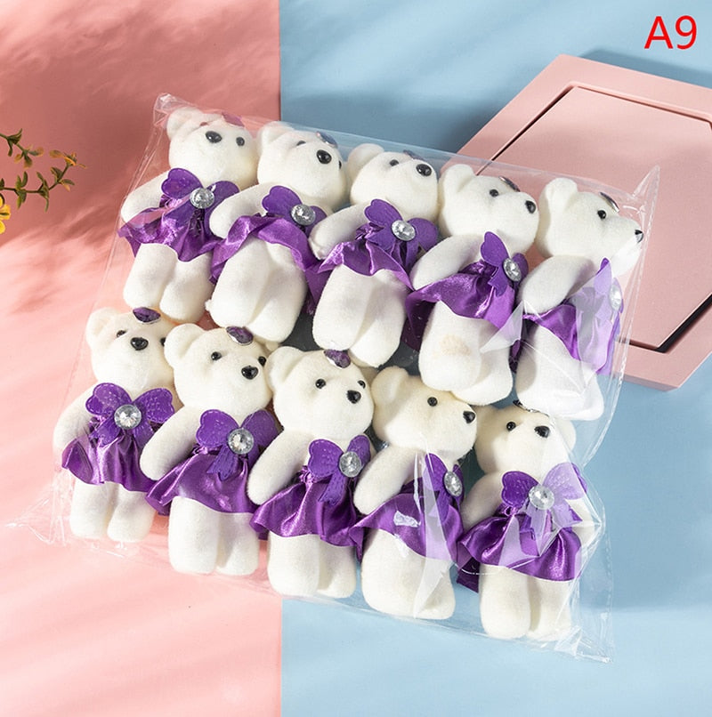 10PCS Cartoon Couple Models Bear Flower Dolls Wedding